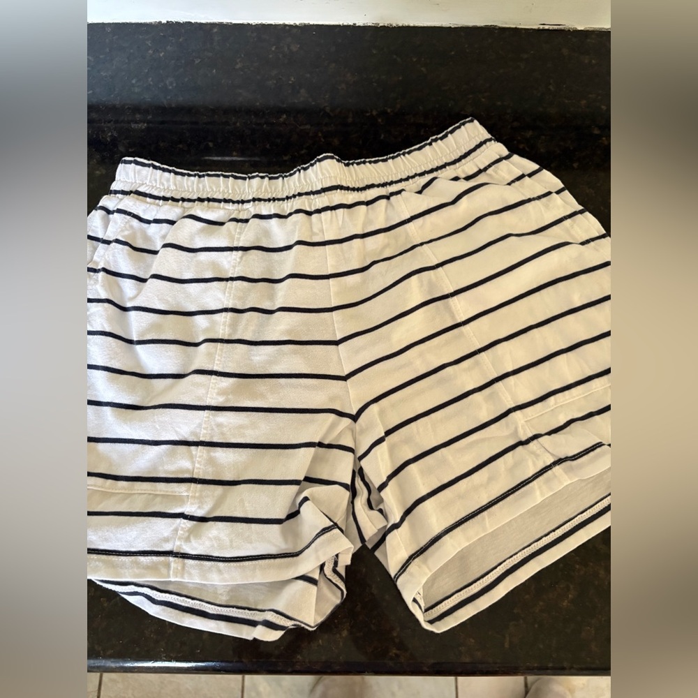Madewell White Shorts with Black Stripes